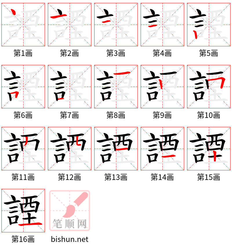 諲 笔顺规范