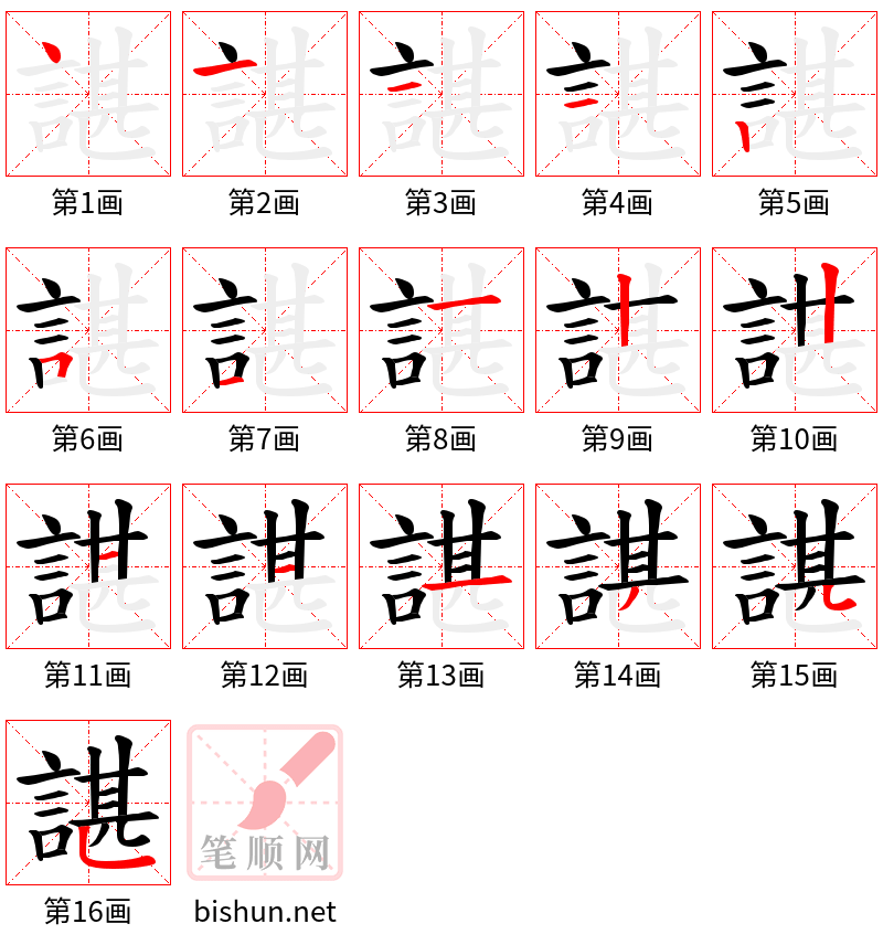 諶 笔顺规范