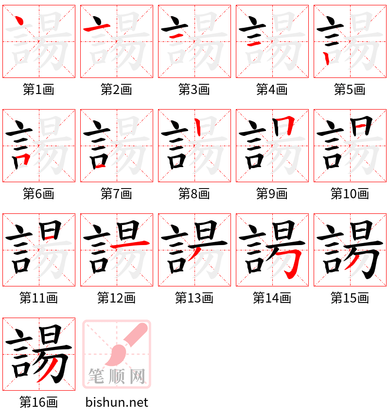 諹 笔顺规范