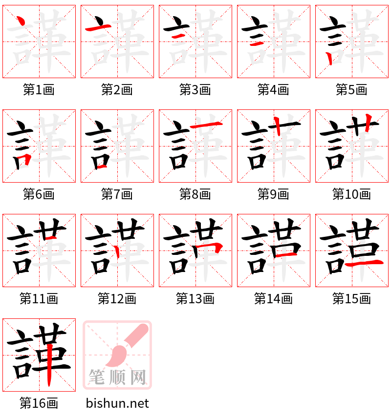 諽 笔顺规范