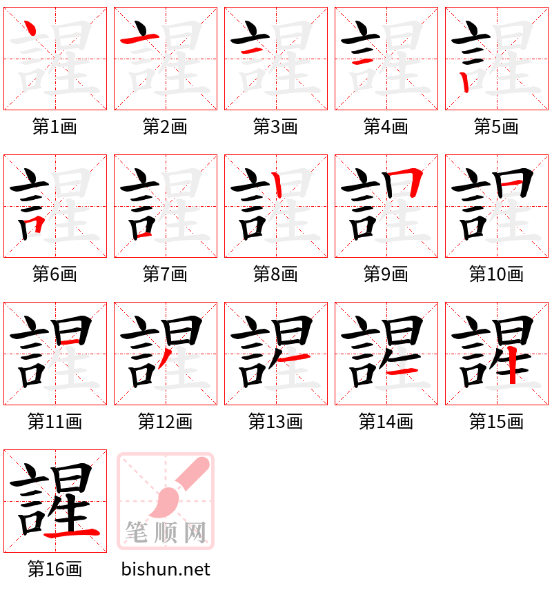 謃 笔顺规范