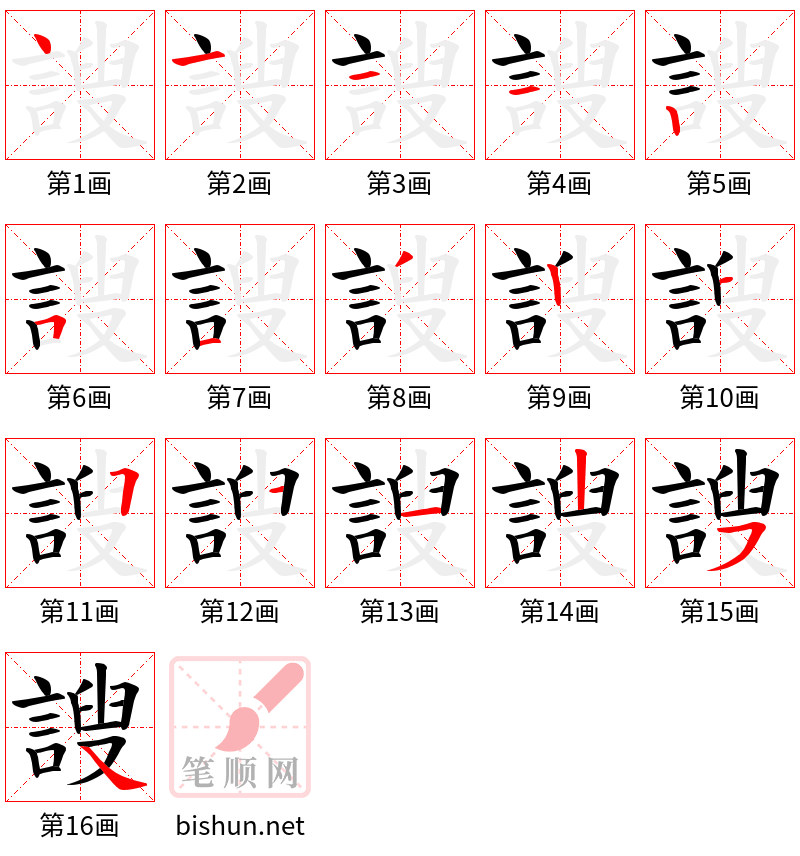 謏 笔顺规范