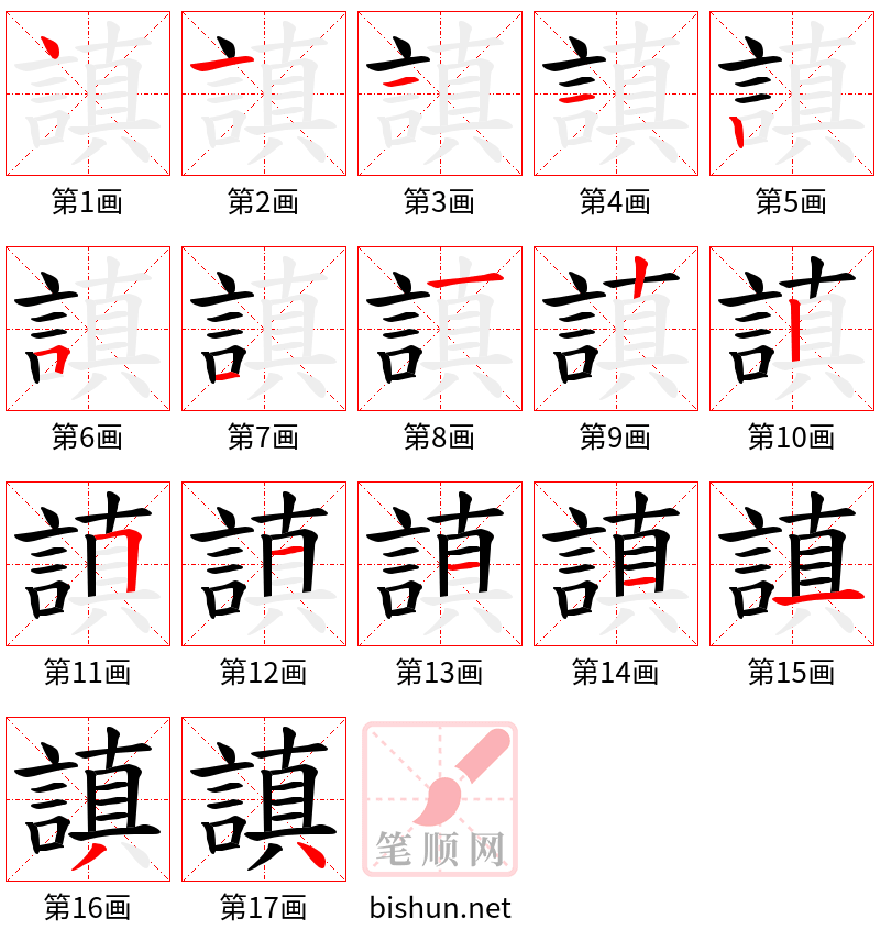 謓 笔顺规范