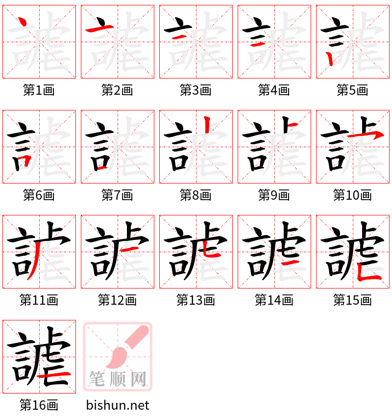 謔 笔顺规范