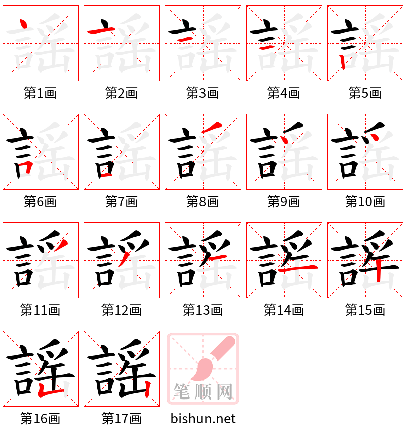 謡 笔顺规范