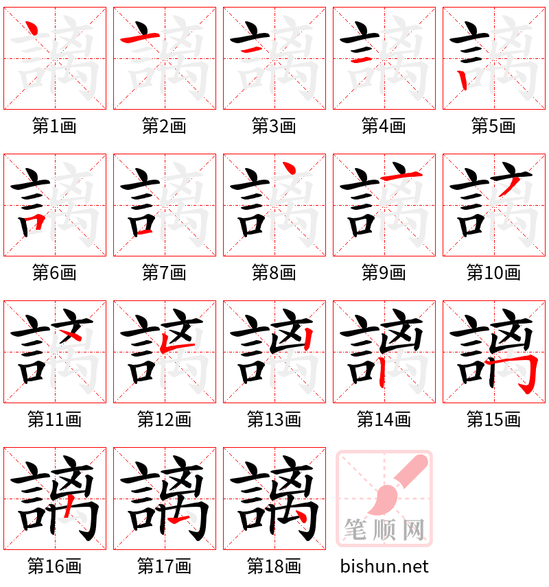 謧 笔顺规范