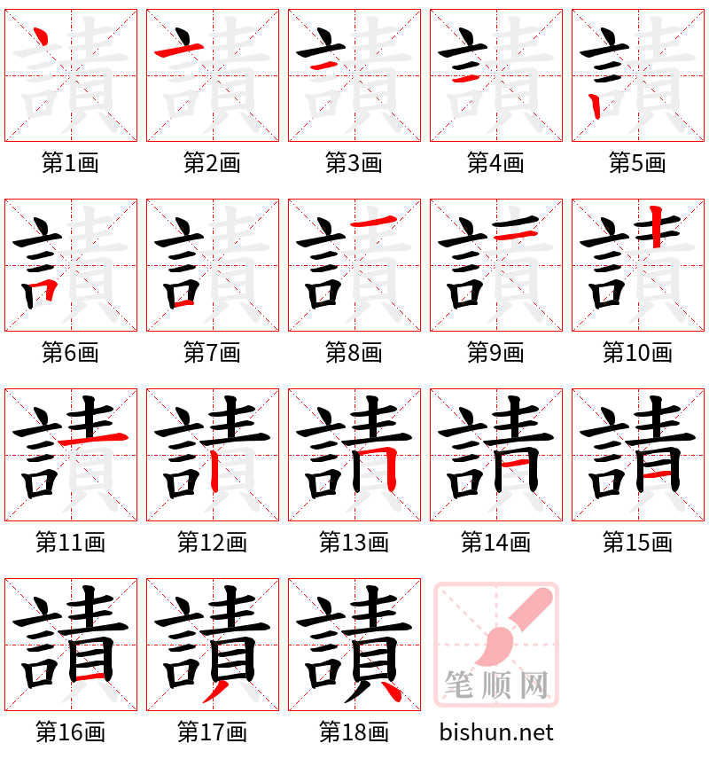 謮 笔顺规范