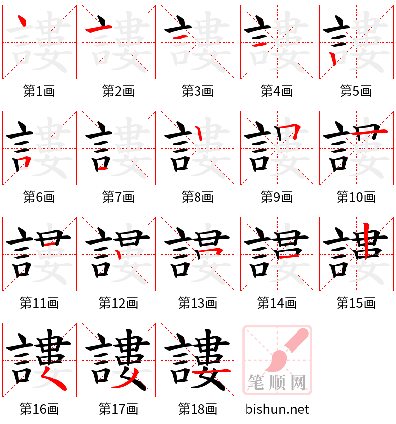 謱 笔顺规范