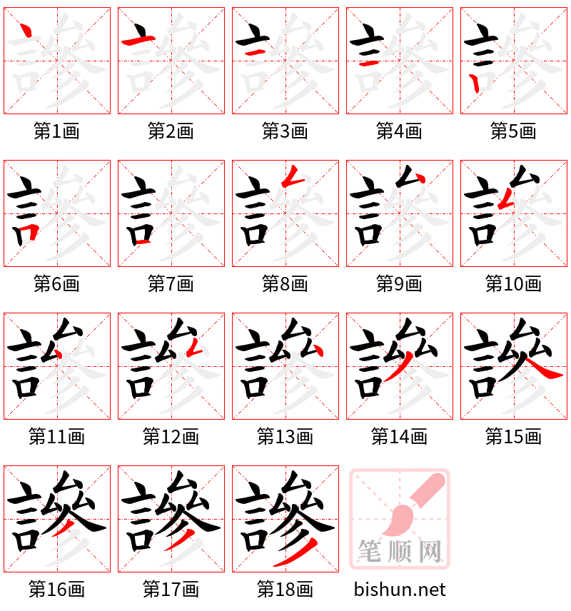 謲 笔顺规范