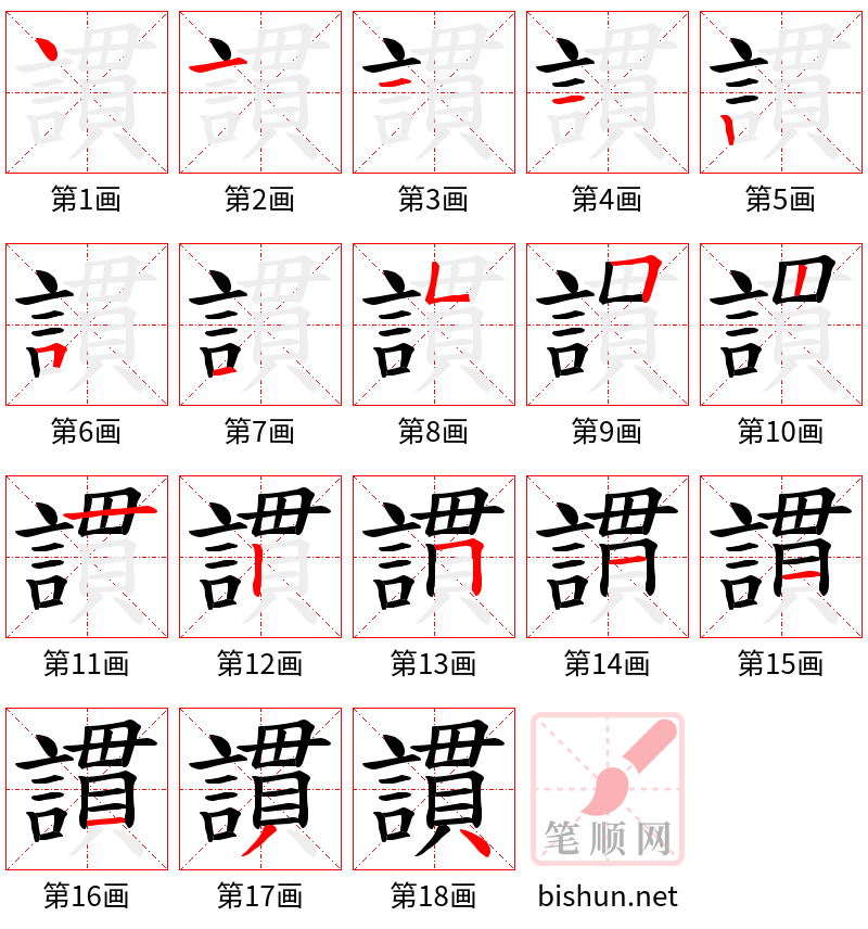 謴 笔顺规范