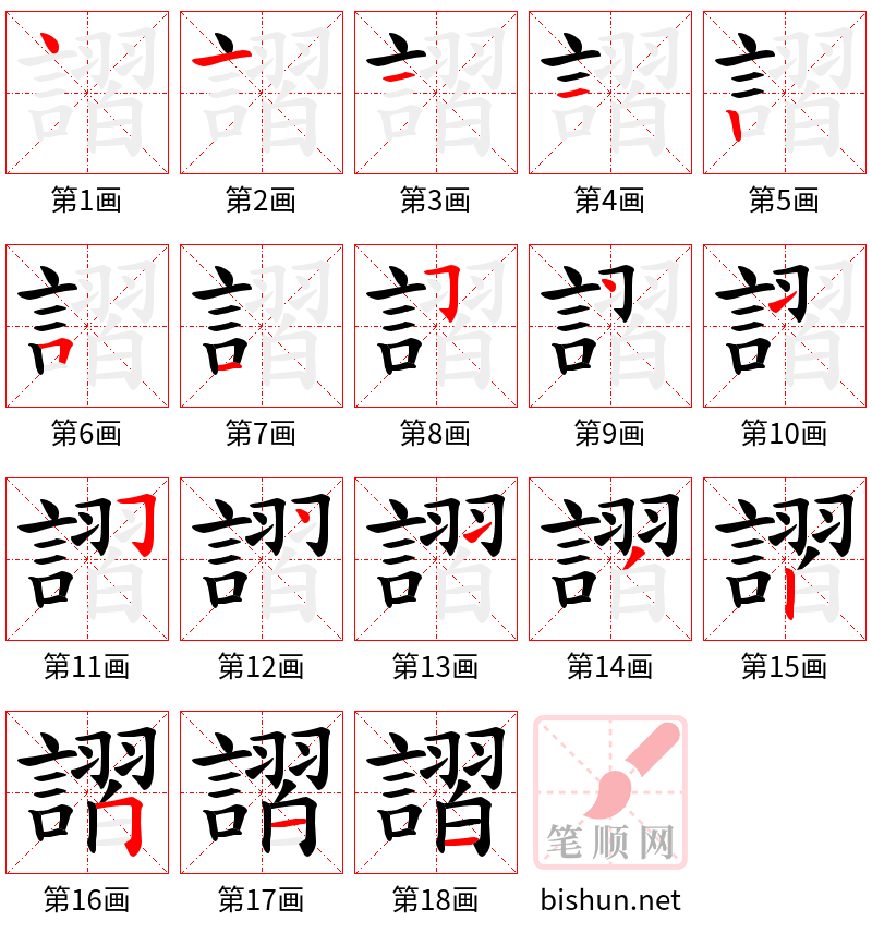 謵 笔顺规范