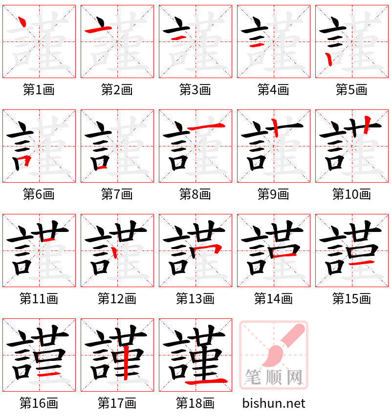 謹 笔顺规范