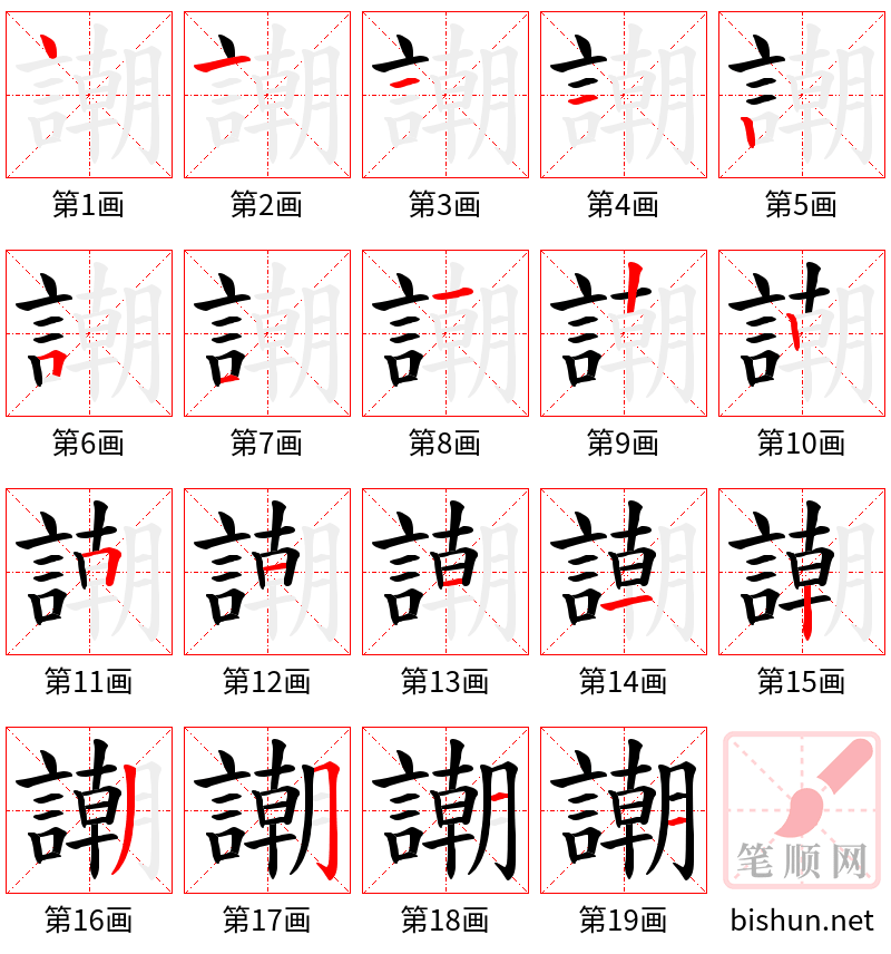 謿 笔顺规范