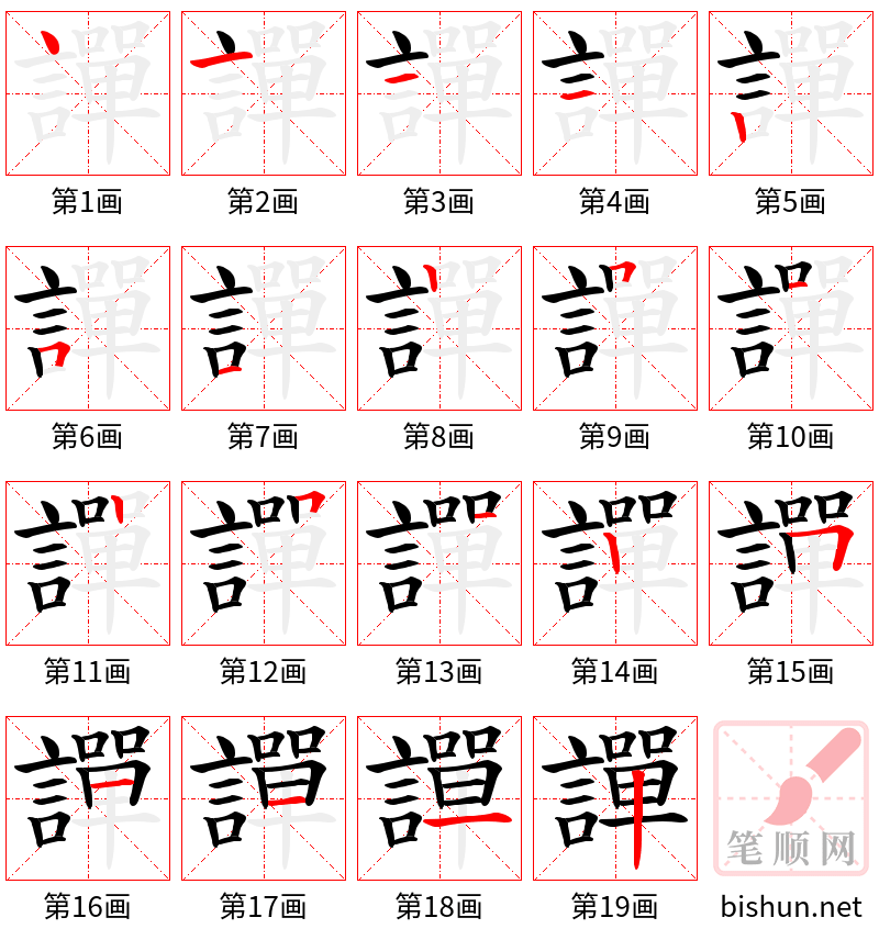 譂 笔顺规范