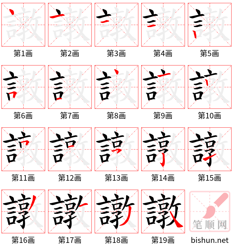 譈 笔顺规范