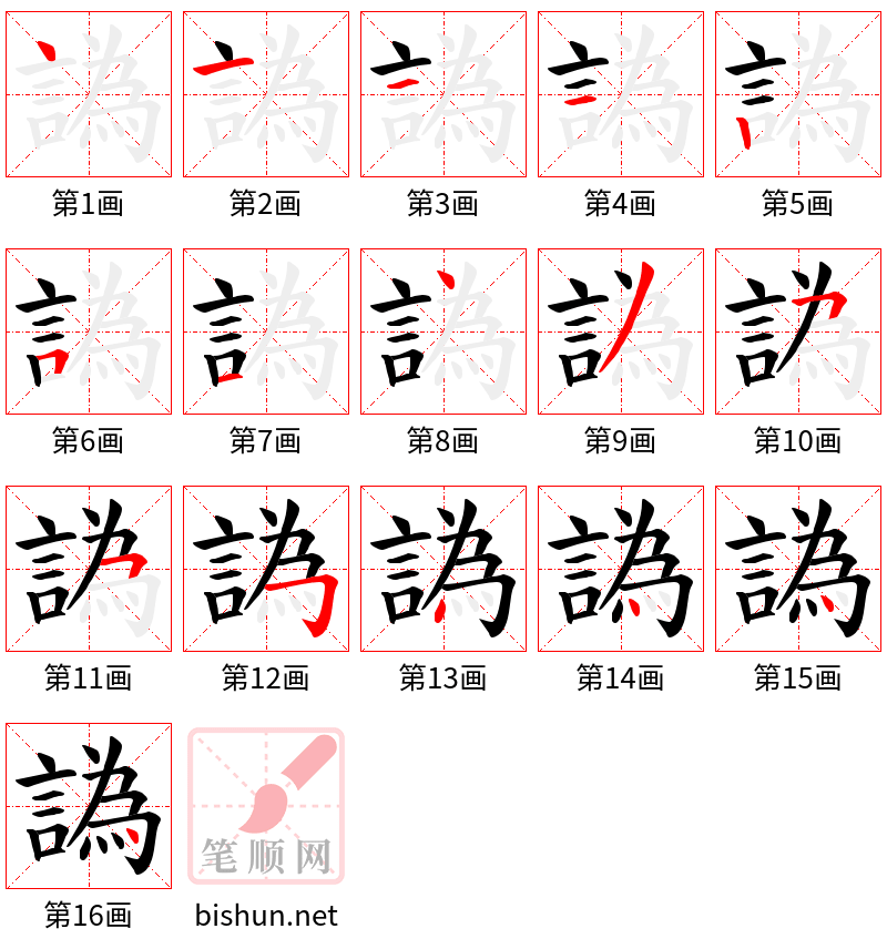 譌 笔顺规范