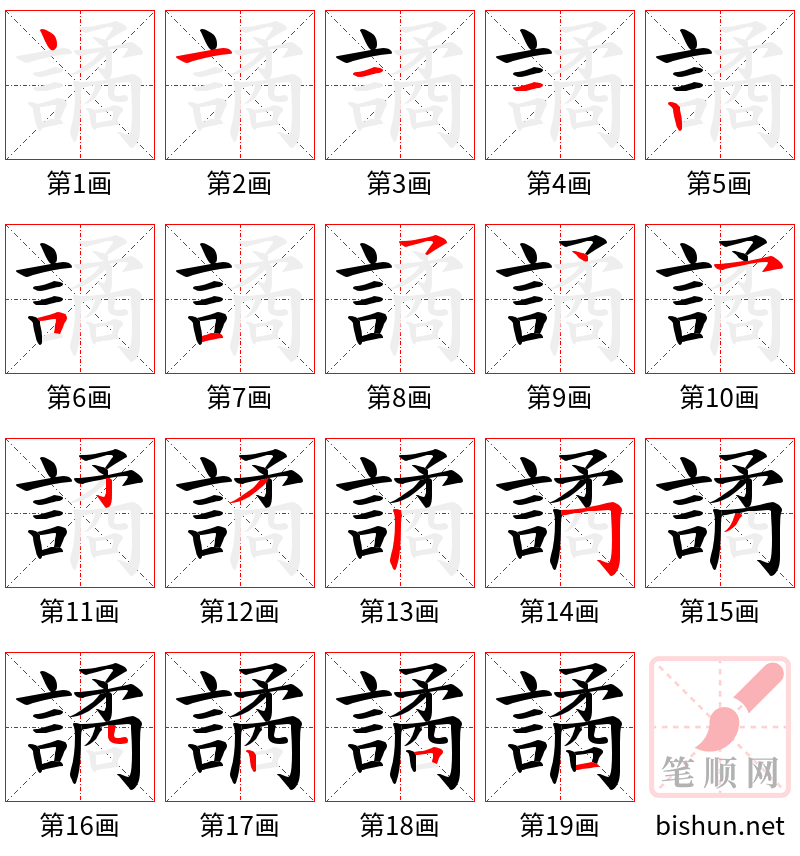 譎 笔顺规范