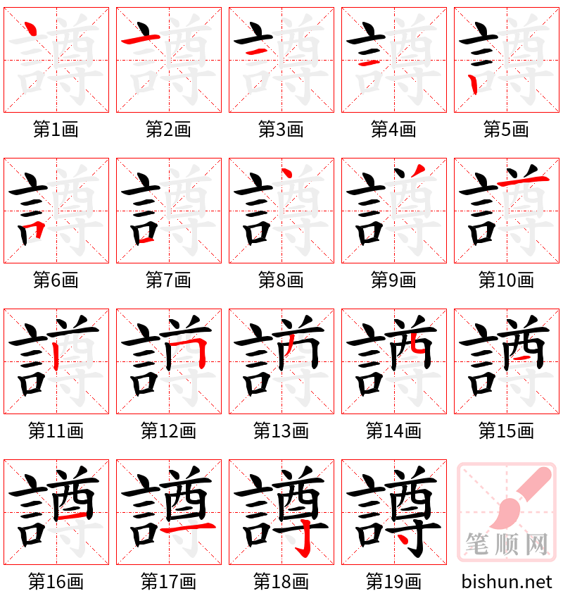 譐 笔顺规范