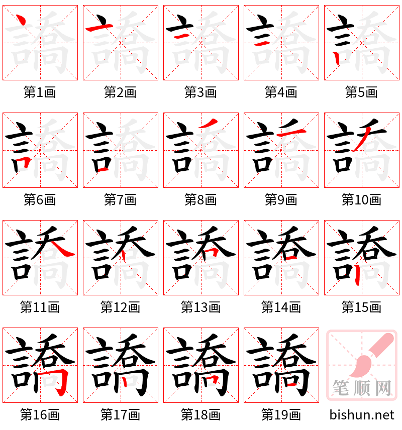 譑 笔顺规范