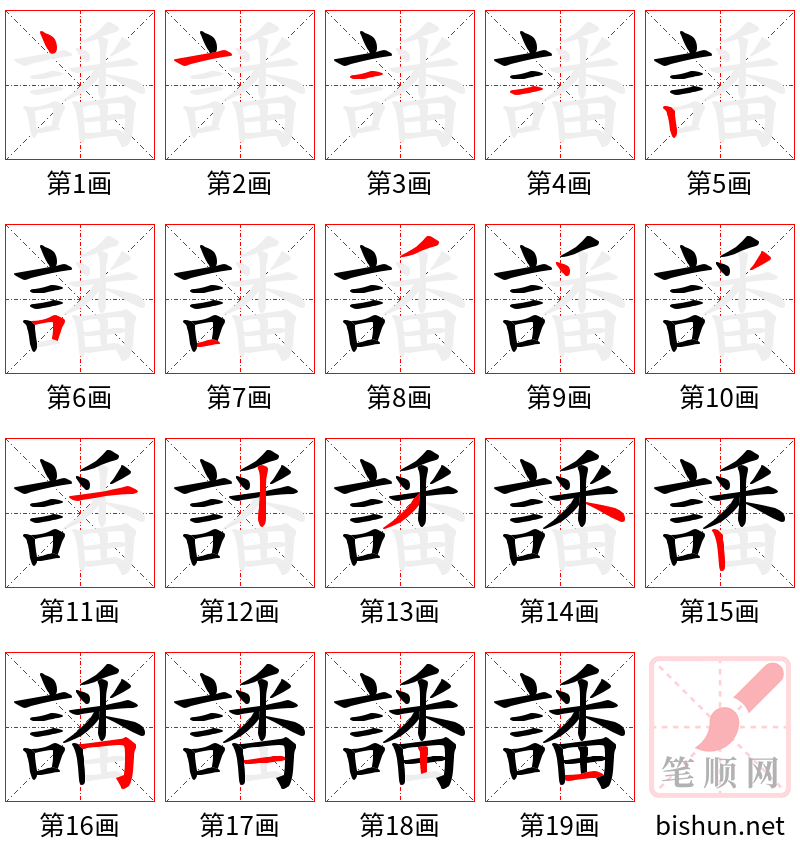 譒 笔顺规范