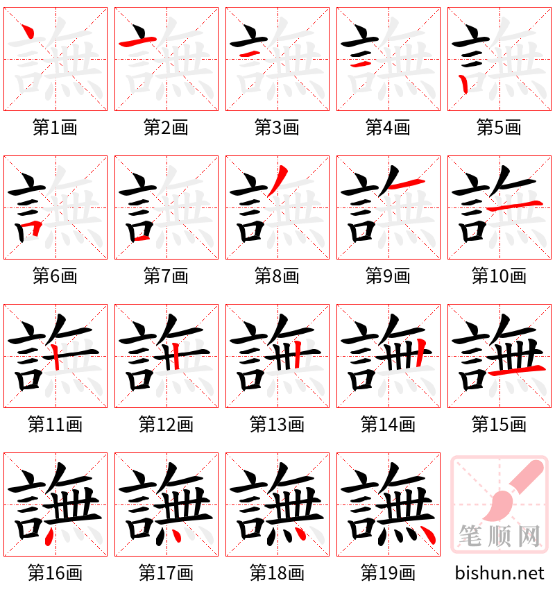 譕 笔顺规范