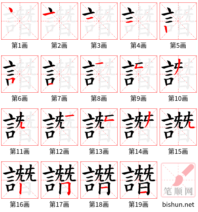 譖 笔顺规范