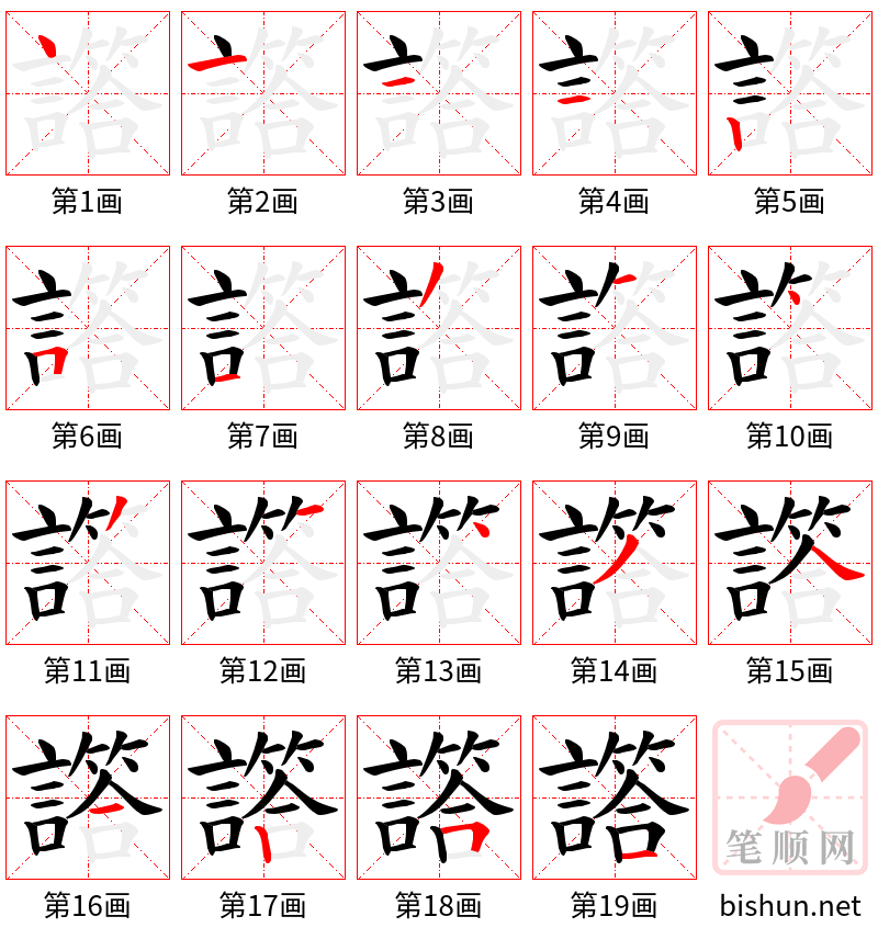 譗 笔顺规范