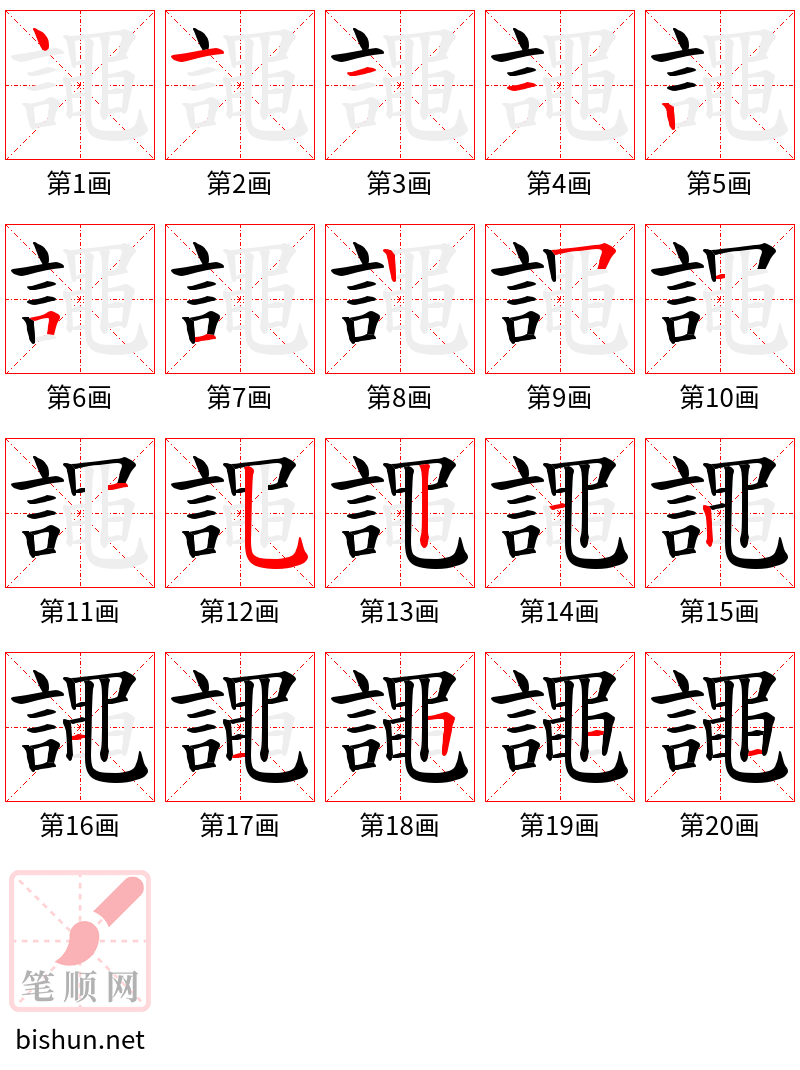 譝 笔顺规范