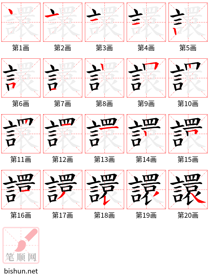 譞 笔顺规范