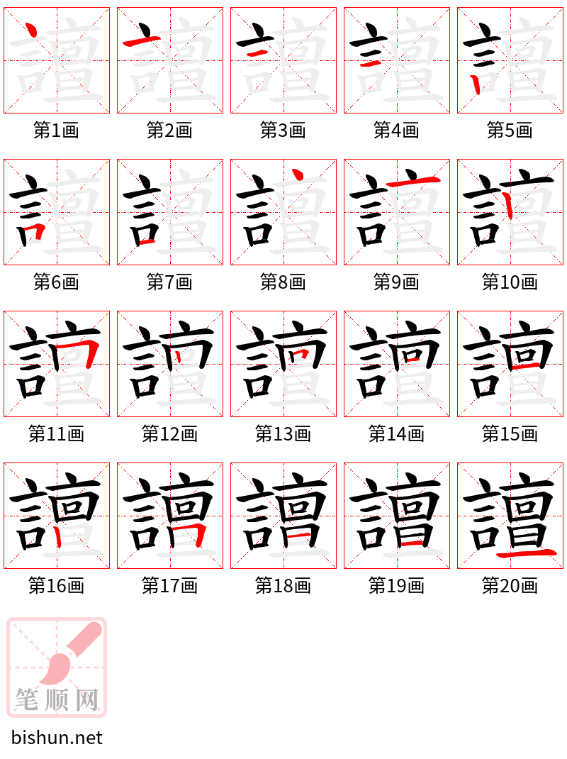 譠 笔顺规范