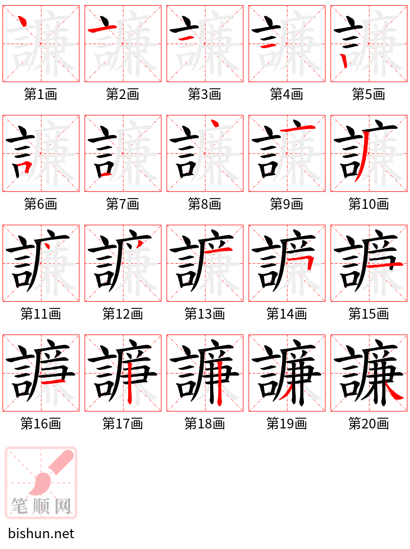 譧 笔顺规范