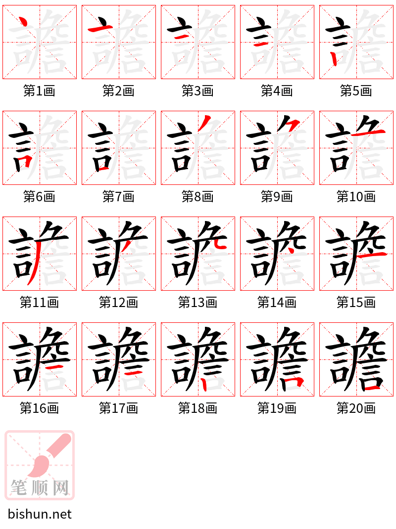 譫 笔顺规范