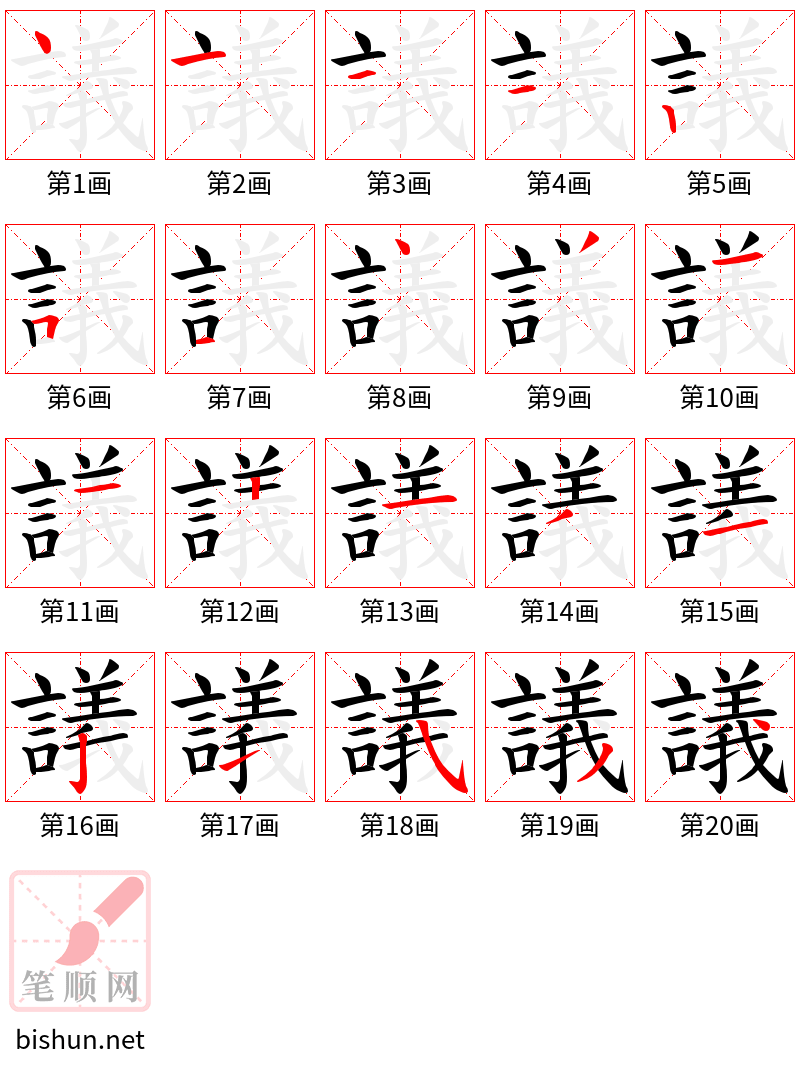 議 笔顺规范