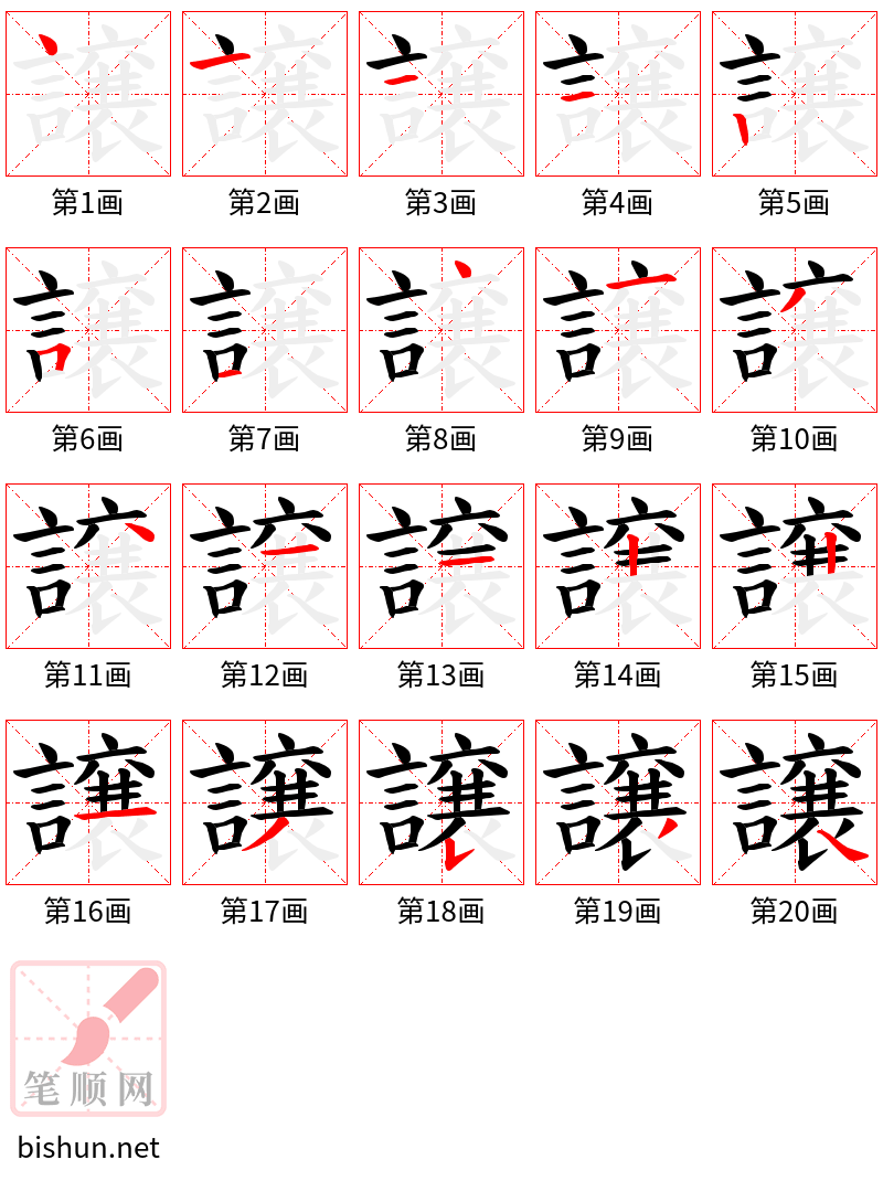 譲 笔顺规范