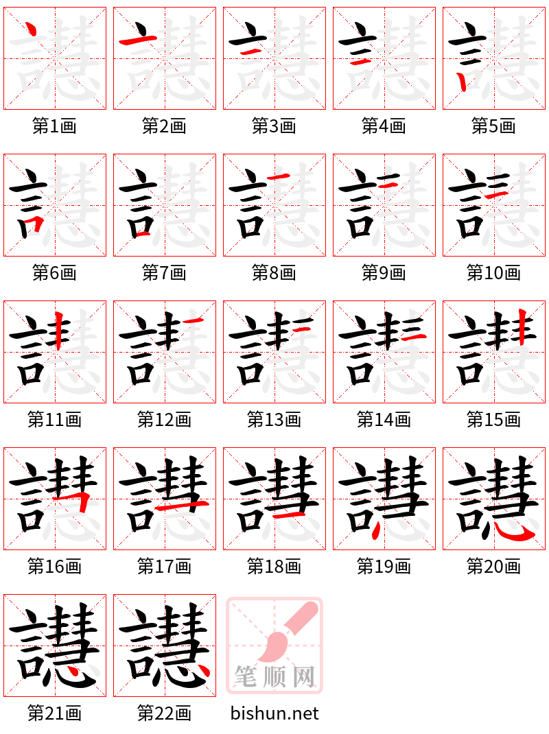 譿 笔顺规范