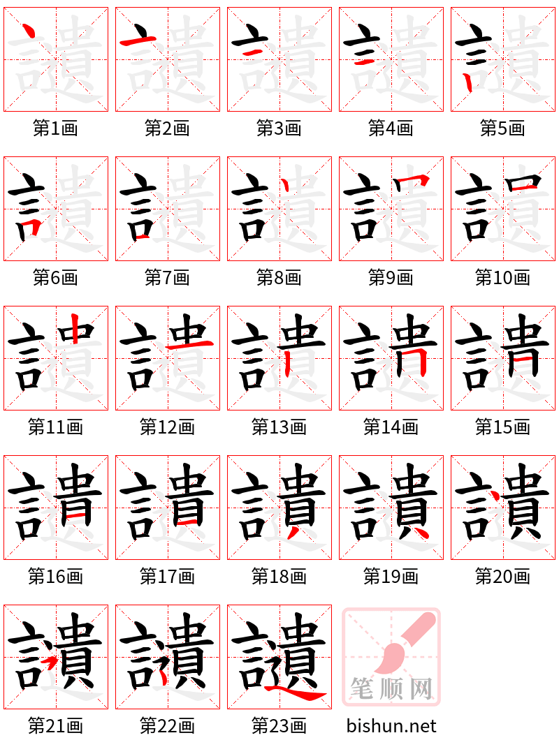 讉 笔顺规范