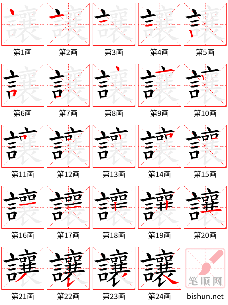 讓 笔顺规范