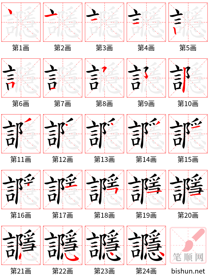 讔 笔顺规范