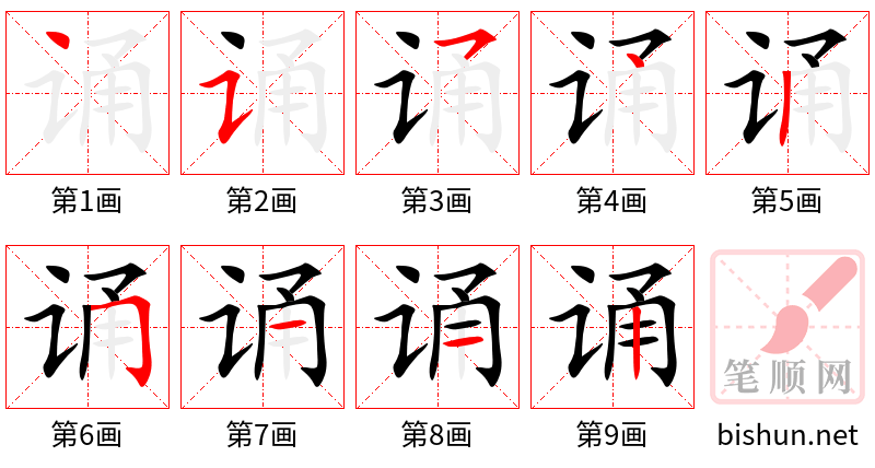 诵 笔顺规范