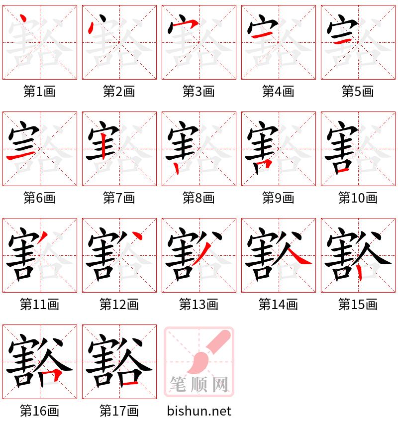 豁 笔顺规范