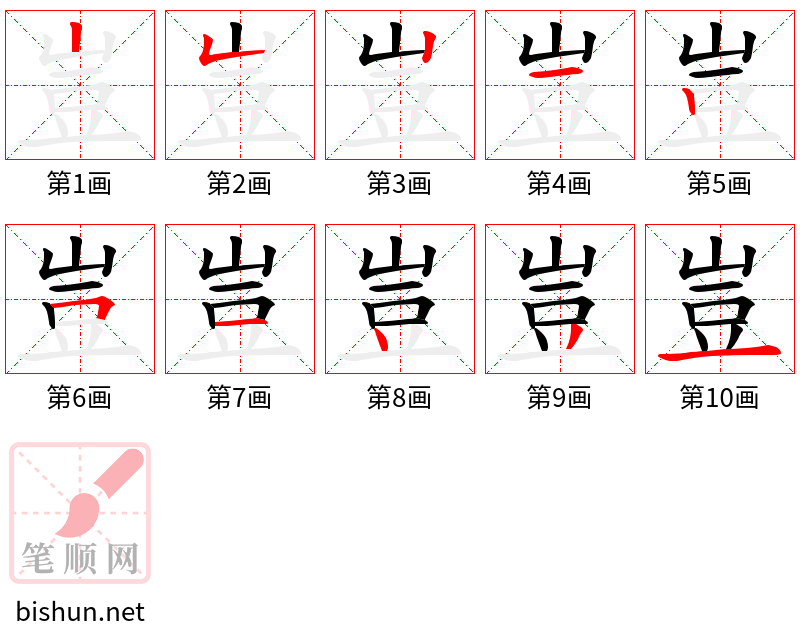 豈 笔顺规范