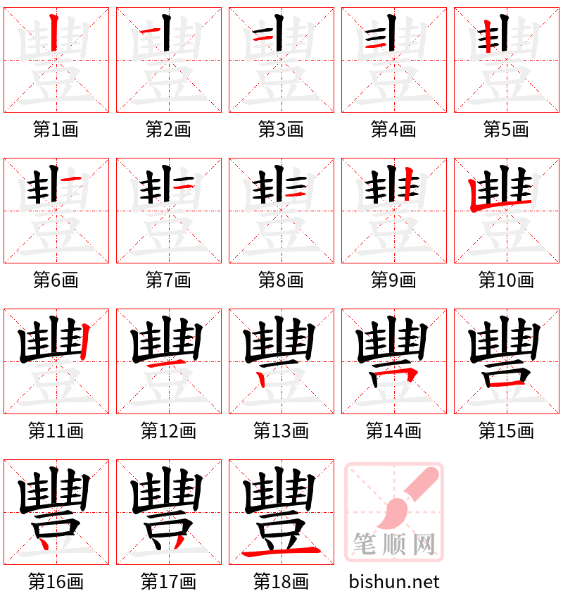 豐 笔顺规范