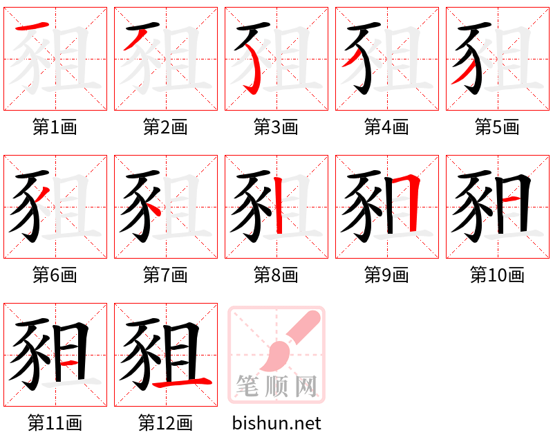 豠 笔顺规范