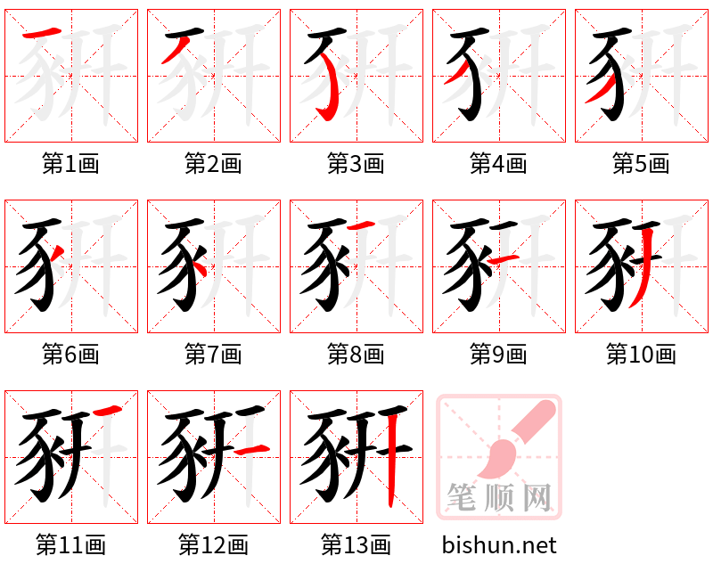 豣 笔顺规范