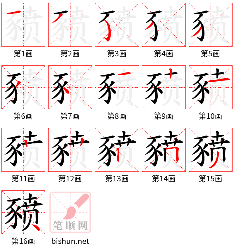 豮 笔顺规范