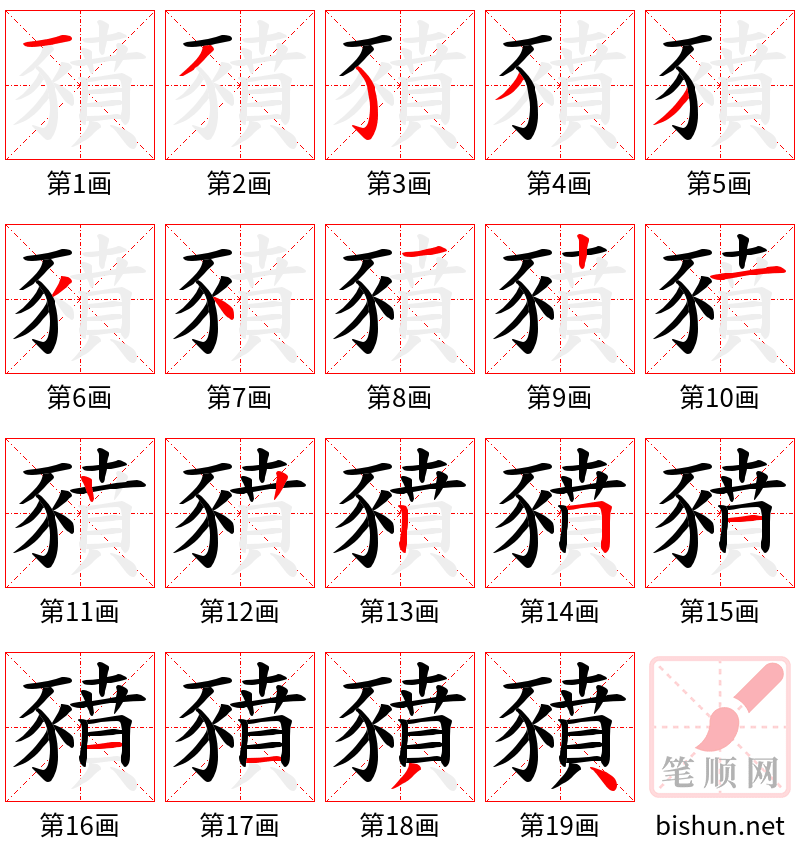 豶 笔顺规范