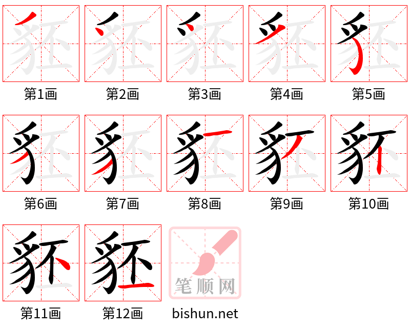 豾 笔顺规范