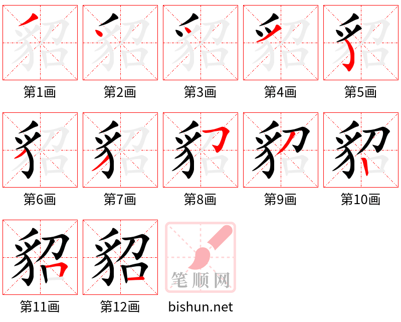 貂 笔顺规范