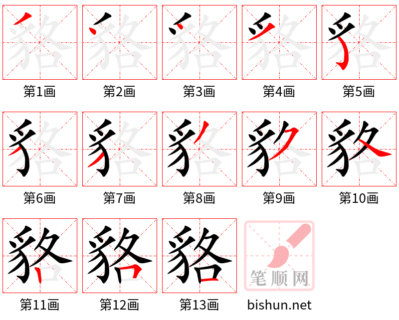 貉 笔顺规范