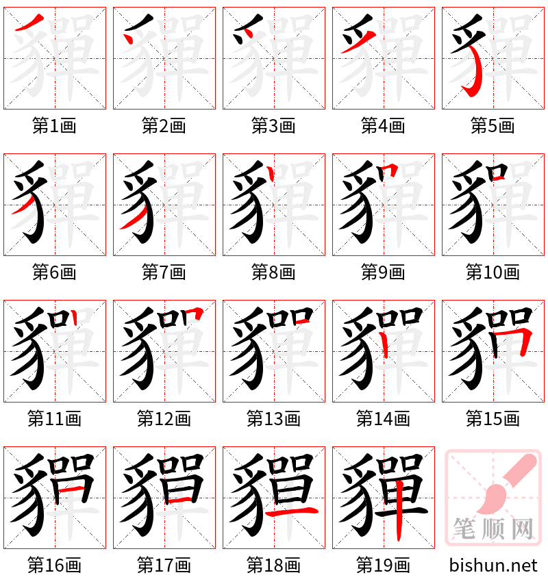 貚 笔顺规范